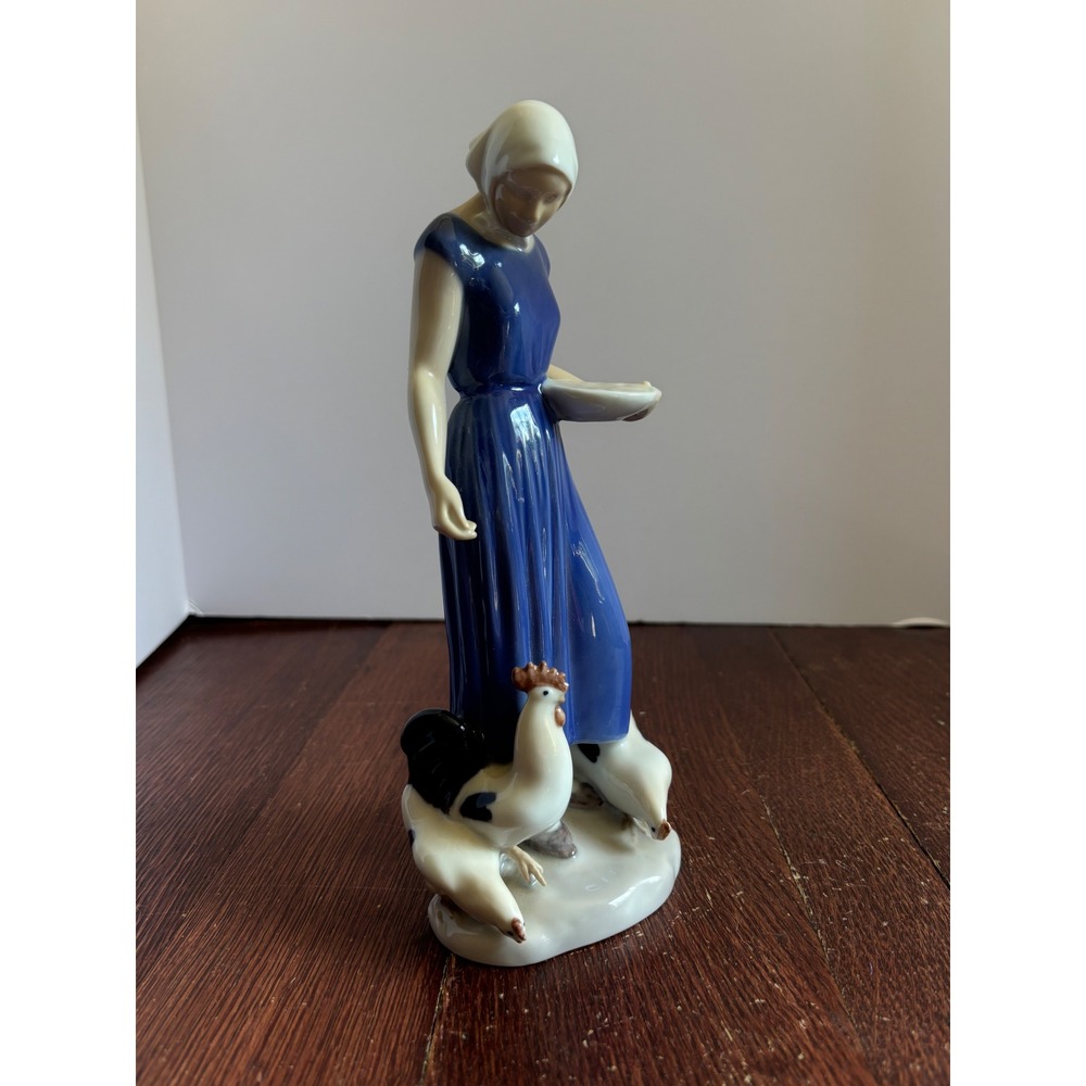 Bing & Grondahl B&G Poultry Girl 2220 Axel Locher Porcelain Figurine Denmark